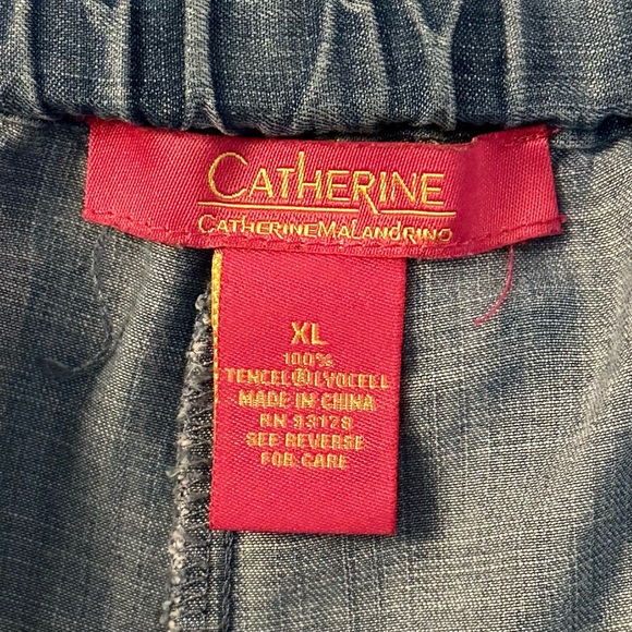 CATHERINE MALANDRINO Wide Leg Chambray Draw String Pants - Picture 2 of 5